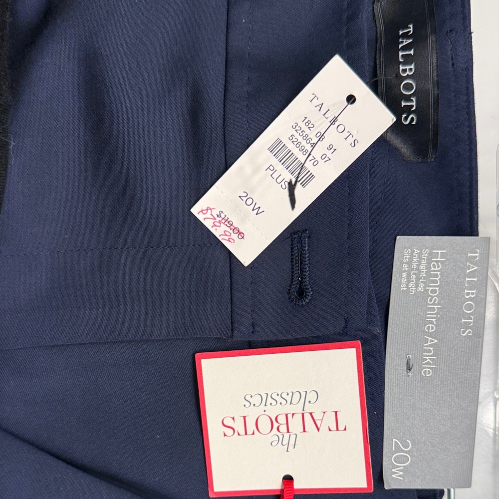 New with Tags! Talbots Classic Navy Women's Hampshire Ankle Trousers